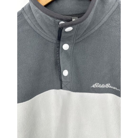Eddie Bauer Mens Gray & White Fleece Snap Pullover Size M - Picture 3 of 10